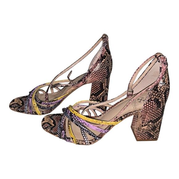 Vince‎ Camuto WINIVEY SANDAL Heels Snake Print Multicolor Straps Square Toe 10 - Picture 4 of 15